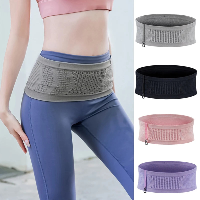 Seamless Invisible Running Waist Belt Bag Men Women Gym Sports Bag Outdoor Sport Fitness Fanny Pack Mobile Phone Bag with Hook