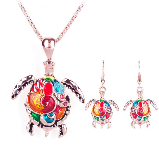 Turtle Necklace and Earrings