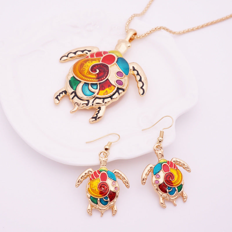 Turtle Necklace and Earrings