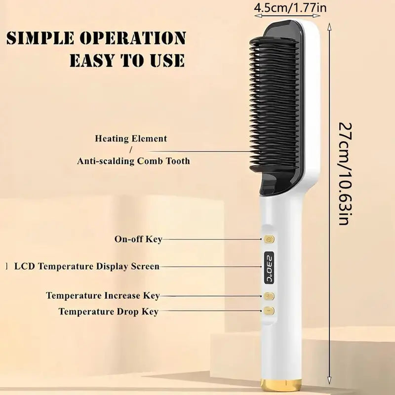 Hair Straightening Brush, 1 Piece Comfort Fast Heating Hair Straightener Brush, Thermal Brush Hair Care Hair Comb, Professional Hair Styling Tool for Home & Salon Use